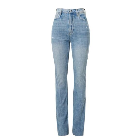 Pistola Straight Split Hem Jeans SIZE 25 High Rise Distress Denim Designer $168 - Picture 9 of 11